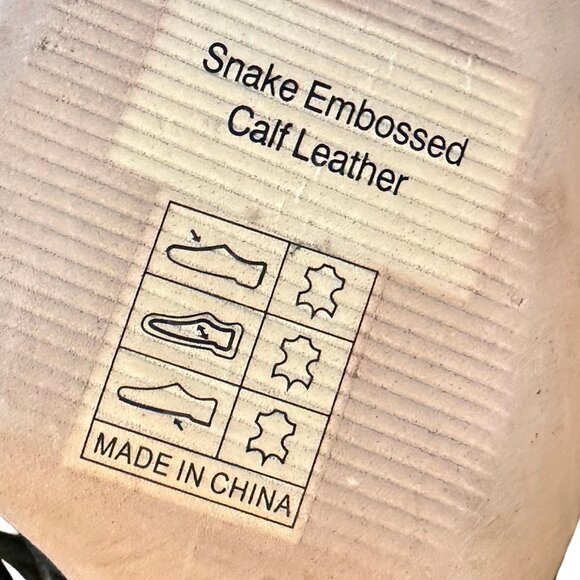 Paige Viola Black Snake Embossed Leather Heels Strappy Ankle Tie Size 7.5 Womens - Picture 10 of 12